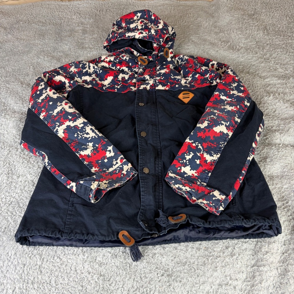 DSQDASHIQI Mens Digital Camo Hooded Jacket Navy Red White XXXL